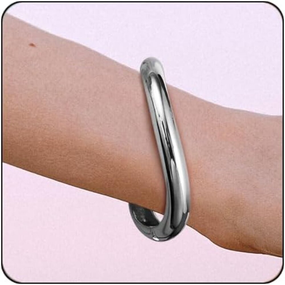 Silver Wide Cuff Bangle Jewelry for Women, Irregular Minimalist Design, Hypoalle